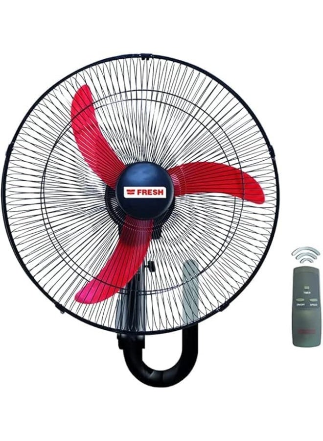 فريش مروحة حائط، 18 بوصة، مزودة بريموت كنترول، الشبح - اسود احمر