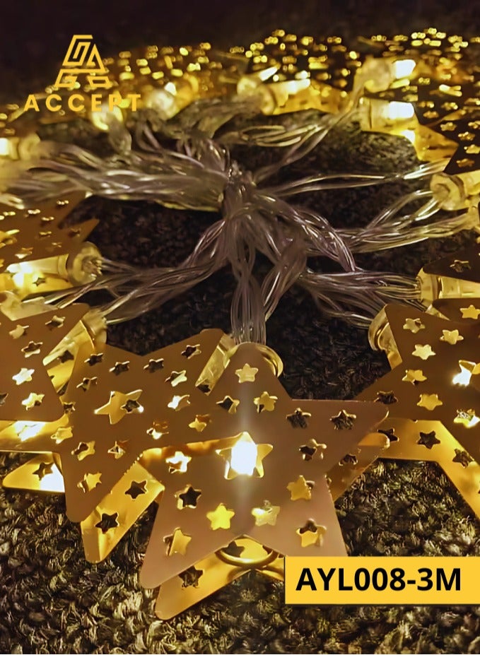 Ramadan decoration, star shape, 3 meters long, works on 1.5V battery