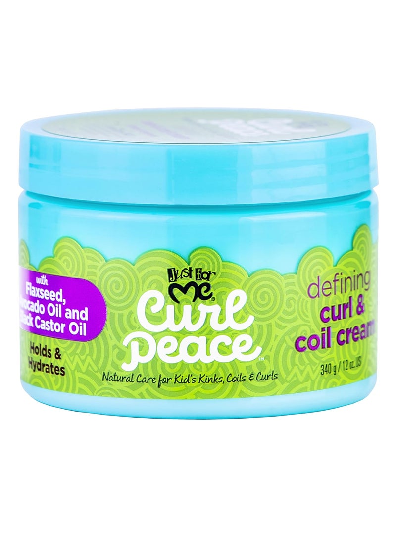 Just for Me Just For Me Curl Peace Defining Curl  Coil Cream  Holds  Hydrates Contains Flaxseed Avocado Oil  Black Castor Oil No Animal Testing 12 oz 