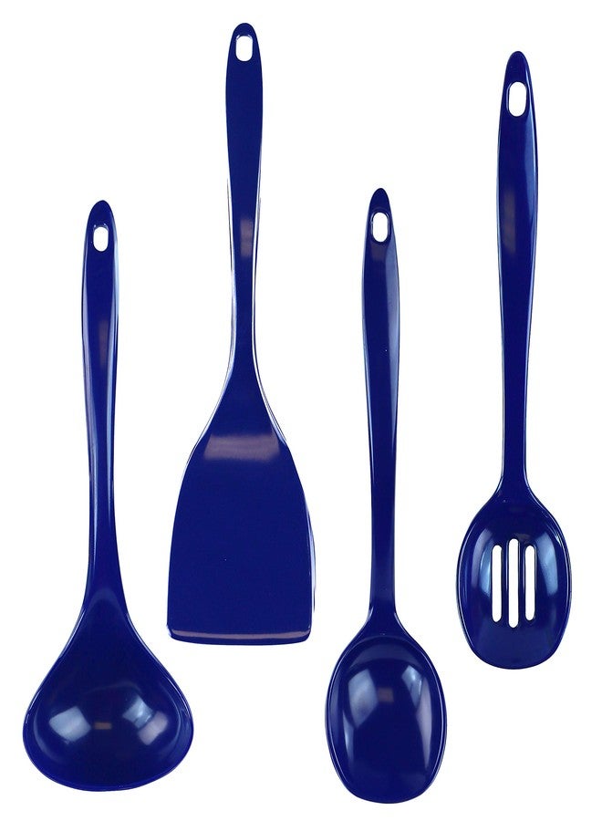 Reston Lloyd 100% Melamine Kitchen Utensil Set, Non Scratching Ladle, Spoon, Slotted Spoon & Spatula, Easy To Hold, Set of 4, Indigo - Image 3