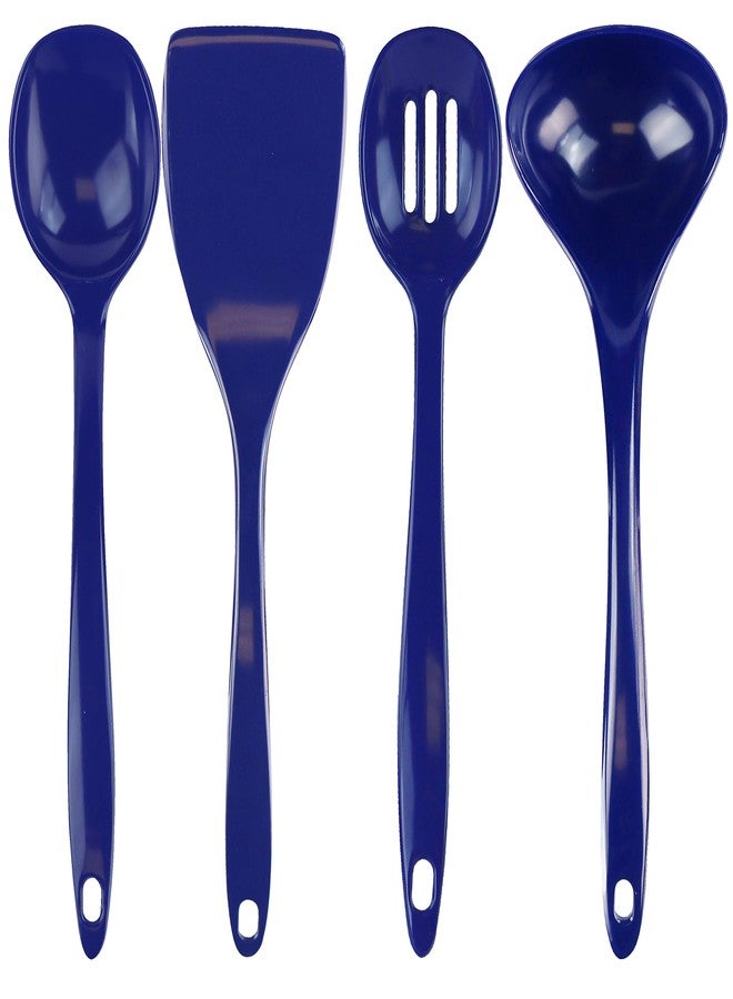 Reston Lloyd 100% Melamine Kitchen Utensil Set, Non Scratching Ladle, Spoon, Slotted Spoon & Spatula, Easy To Hold, Set of 4, Indigo - Image 1