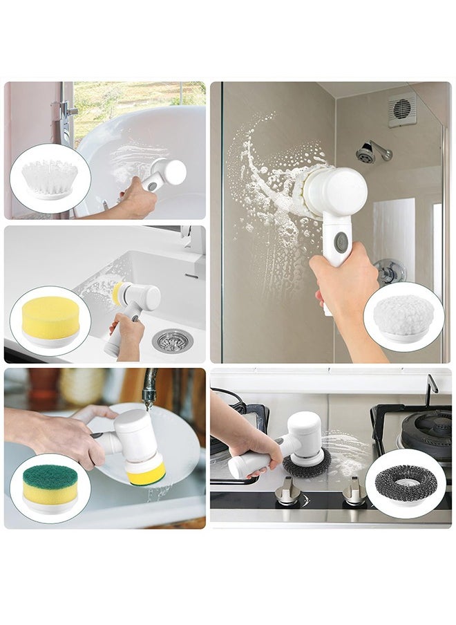 Generic 5 In 1 Electric Cleaning Brush - Magic Spin Brush - Multifunctional Cordless Electric Cleaning Brush, Electric Cleaning Brush Kitchen Dishwashing Brush Bathroom Sink Tile Electric Cleaning Artifact - Suitable For Kitchen, Bathroom, Sink, Tile And Shower | Rechargeable, Waterproof, Replaceable Brush Head  - Image 3