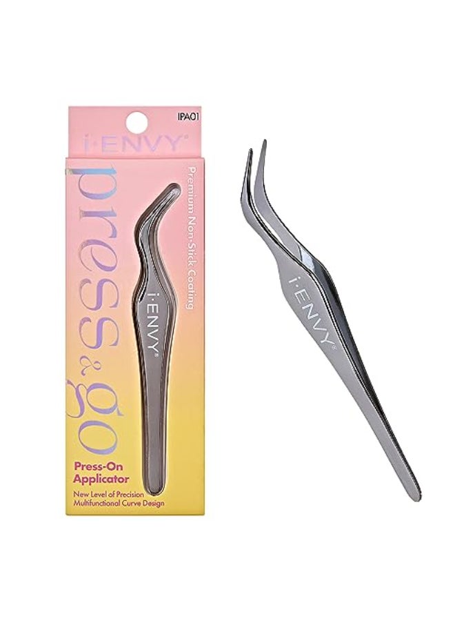 i.Envy iENVY PressGo Lash Applicator Tool Nonstick Cluster Eyelash Tweezers for Quick Easy False Lash Application Lightweight Curved Angled Tip Comfort Grip for Precise DIY Extension - Image 1