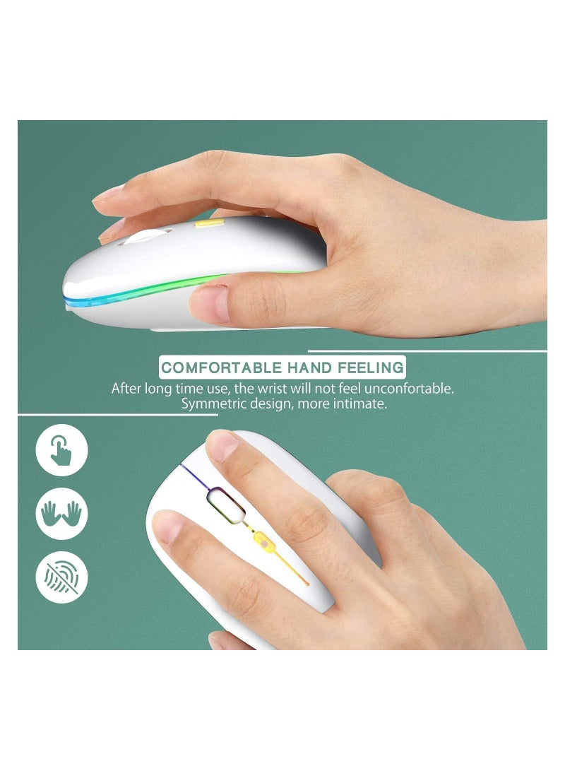 general Rechargeable Wireless LED Mouse, Slim Silent Design, 2.4G Portable Optical Mouse with USB  Type-C Receiver, 3 Adjustable DPI for Laptop, PC, Notebook, Desktop (White) - Image 4