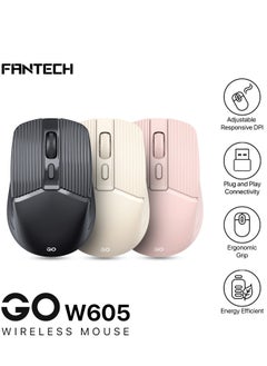 FANTECH Wireless Office Mouse 2.4Ghz - 1600 DPI, 4 Buttons, AA Battery Powered, Pink (W605) for Laptop/PC -  Home & Office Use  - Image 5