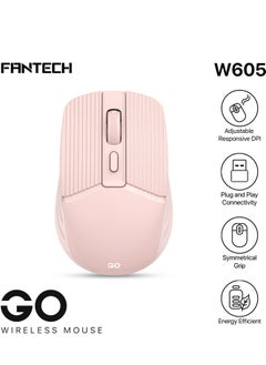 FANTECH Wireless Office Mouse 2.4Ghz - 1600 DPI, 4 Buttons, AA Battery Powered, Pink (W605) for Laptop/PC -  Home & Office Use  - Image 1