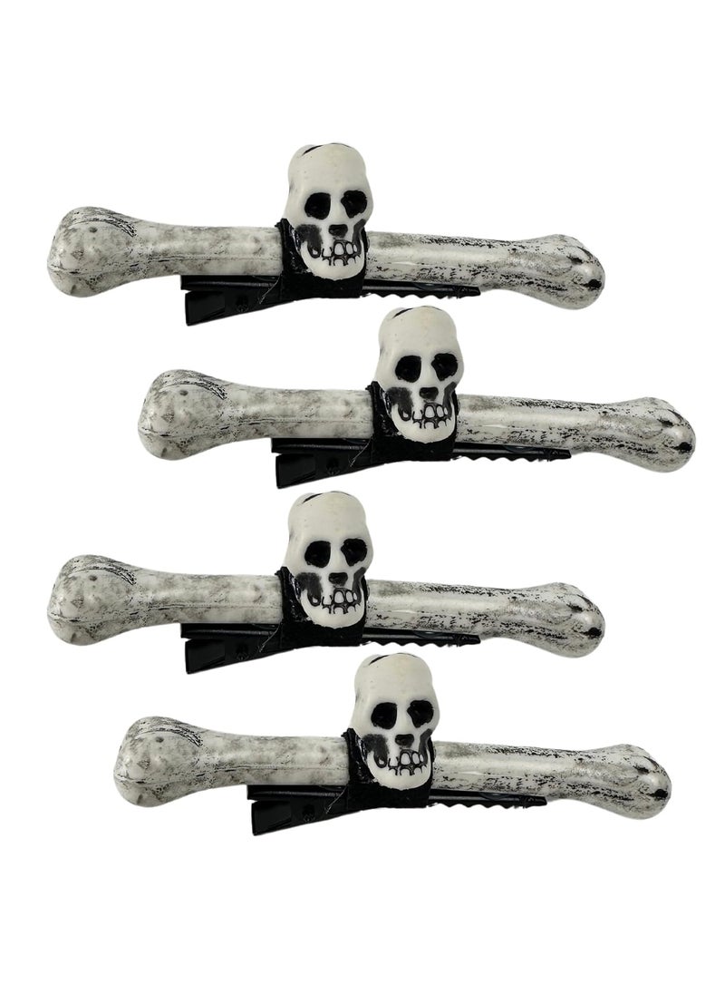 Needzo Needzo Halloween Bone Hair Clips Decorative Skeleton Skull Hairpins Barrettes for Women 55 Inches Set of 4 