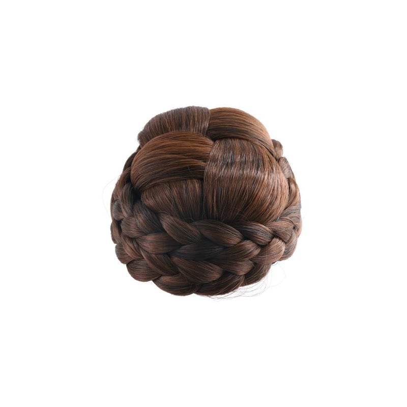 Pokinge Braided Hair Bun Women Hair Piece High Temperature Fiber Party Costume Accessory Light Brown 1 Count