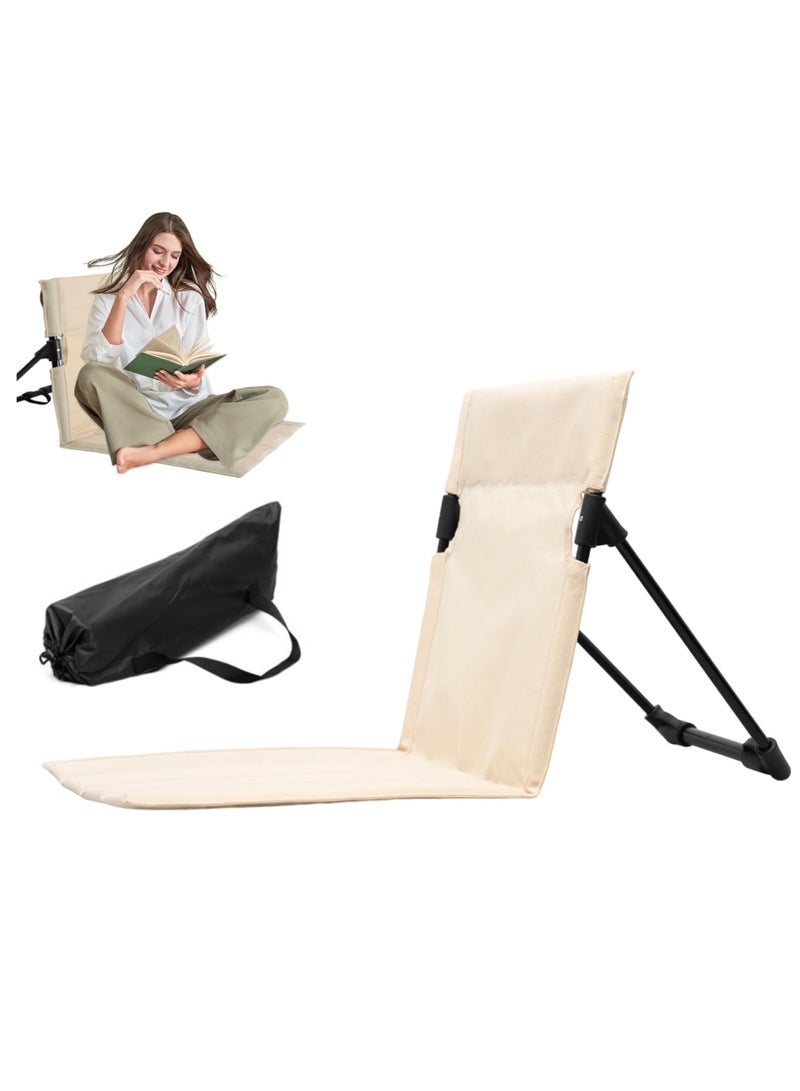 XiuWoo Beach Mat Recliner Lightweight Beach Mat with Backrest One-Step Assembly Foldable Beach Mat Chair with Carry Bag for Holidays Garden Camping Park Beige Beach Mat with Backrest  - Image 3