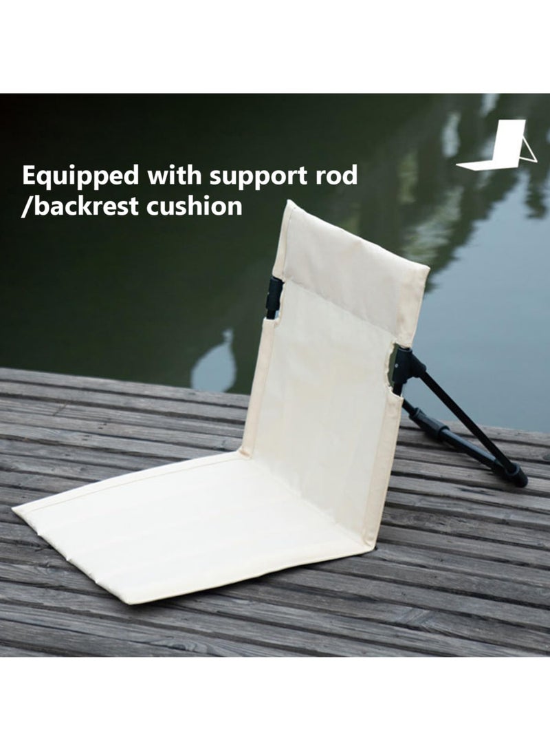 XiuWoo Beach Mat Recliner Lightweight Beach Mat with Backrest One-Step Assembly Foldable Beach Mat Chair with Carry Bag for Holidays Garden Camping Park Beige Beach Mat with Backrest  - Image 2