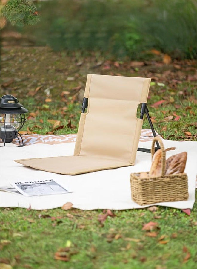 XiuWoo Beach Mat Recliner Lightweight Beach Mat with Backrest One-Step Assembly Foldable Beach Mat Chair with Carry Bag for Holidays Garden Camping Park Beige Beach Mat with Backrest  - Image 1