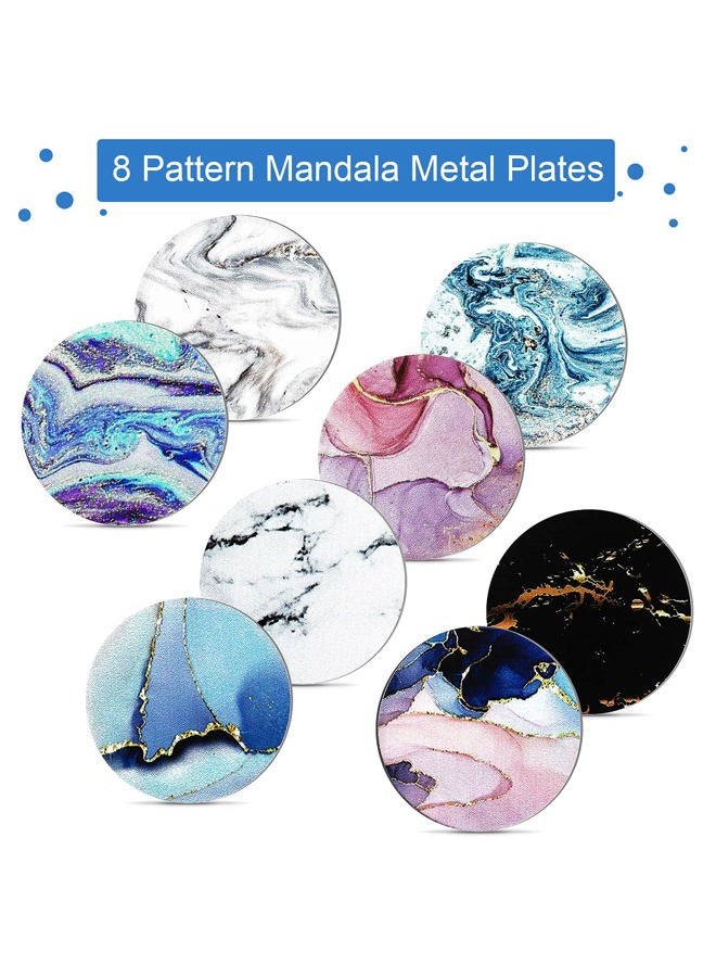 Weewooday 8 قطع لوحة معدنية مغناطيسية للسيارة لحامل الهاتف متوافقة مع ملصق استبدال حوامل السيارات المغناطيسية (نمط الرخام) - Image 4