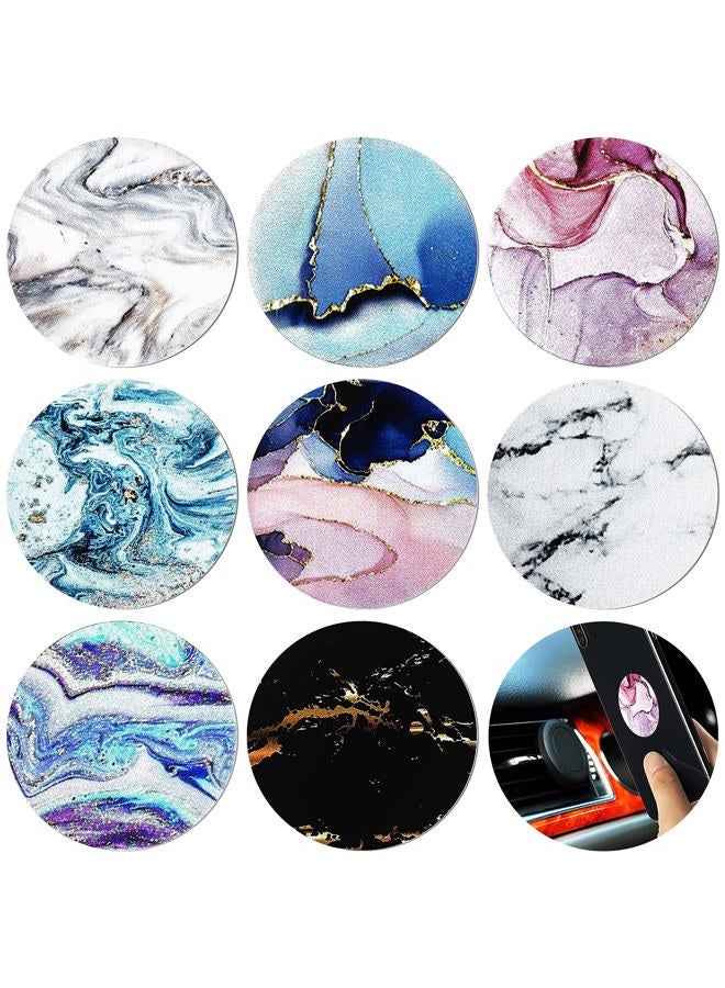 Weewooday 8 قطع لوحة معدنية مغناطيسية للسيارة لحامل الهاتف متوافقة مع ملصق استبدال حوامل السيارات المغناطيسية (نمط الرخام) - Image 1