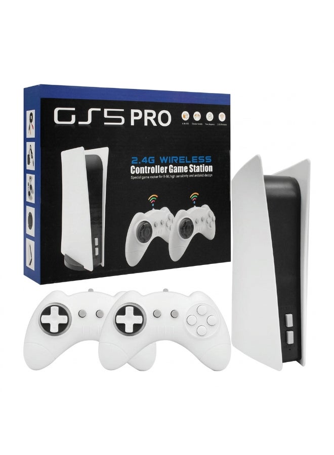 GS5 محطة ألعاب لاسلكية 2.4G, مع وحدتي تحكم, أبيض وأسود, لاعبان