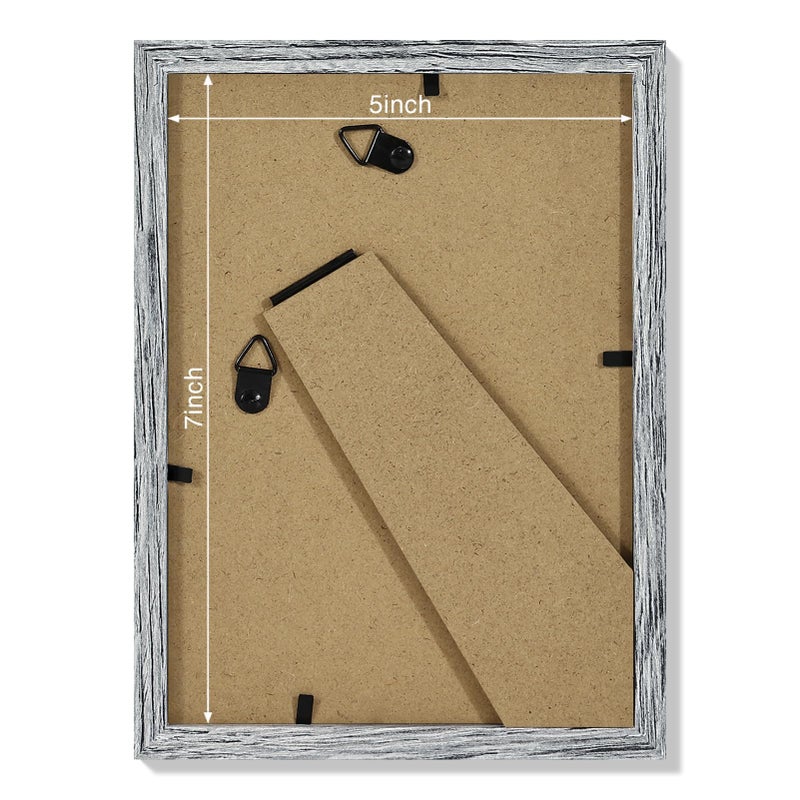 Vittanly 5x7 Picture Frames Set of 4  Display Pictures 4x6 with Mat or 5x7 without Mat  Engineered Wood with Shatter Resistant Plexiglass  Small Photo Frames for Wall or Tabletop Display  Grey - Image 4