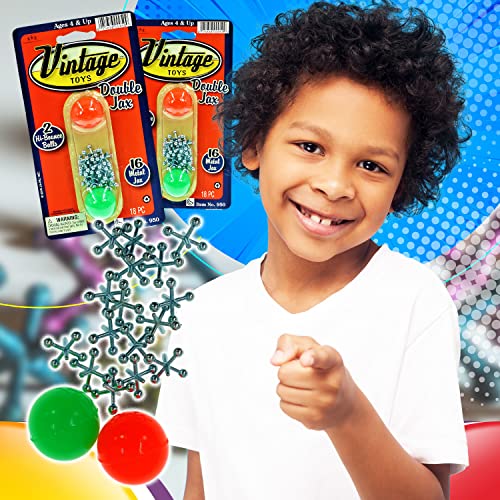 JA-RU Vintage Metal Jacks Game Set/Two Bouncy Balls.(1 Pack) Mini Jax Toy. Classic Family Retro Classics. Bulk Party Favors, Stocking Stuffers. 950-1B - Image 3