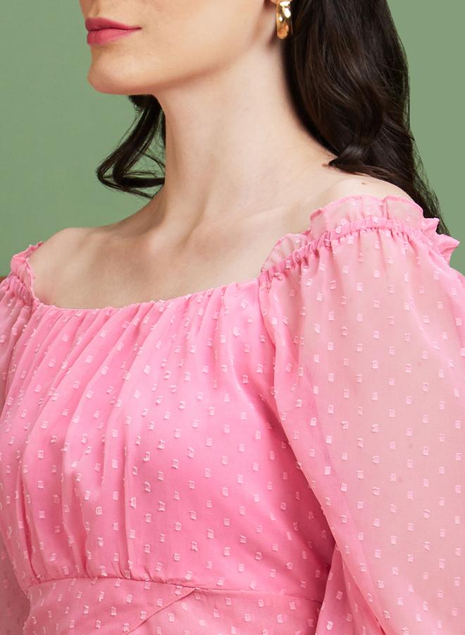 globus Square Neck Puff Sleeves Back Tie-Up Crop Top - Image 4