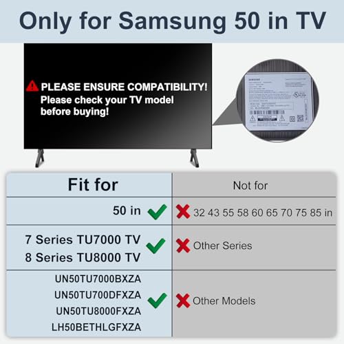 Maozhren Base Stand for Samsung TV Legs Only for UN50TU7000BXZA UN50TU700DFXZA UN50TU8000FXZA LH50BETHLGFXZA BN9650859A BN6318575X019 BN96N50856C with NonSlip Feet Black - Image 3