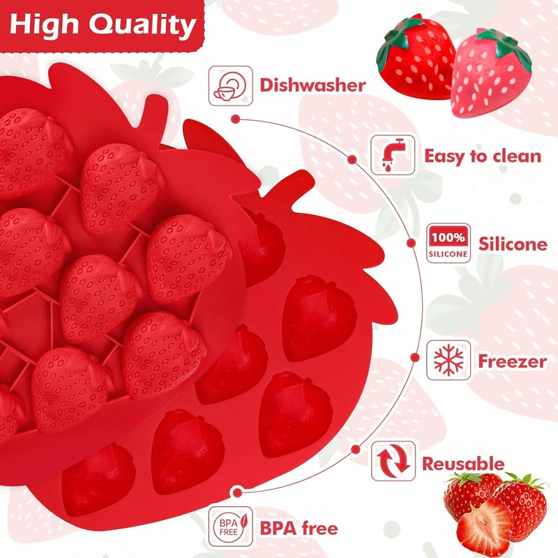 LEGACYCART 10 Cavity 3D Strawberry Silicone Mould for Chocolate Cupcake Candy Cake Pastry Toppers Jelly Cookie Soap Crayon Melt Ice Cube Candle Fondant Pack of 1 - Image 3