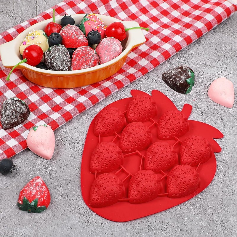 LEGACYCART 10 Cavity 3D Strawberry Silicone Mould for Chocolate Cupcake Candy Cake Pastry Toppers Jelly Cookie Soap Crayon Melt Ice Cube Candle Fondant Pack of 1 - Image 5