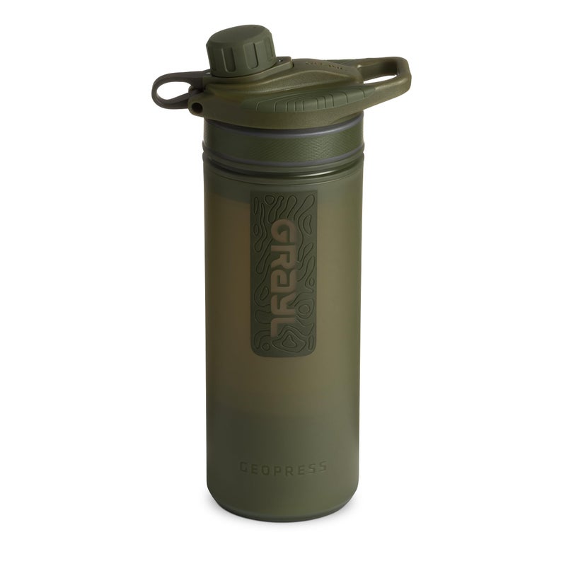 GRAYL GeoPress 24 oz Water Purifier Bottle - Filter for Hiking, Camping, Survival, Travel (Olive Drab) - Image 1