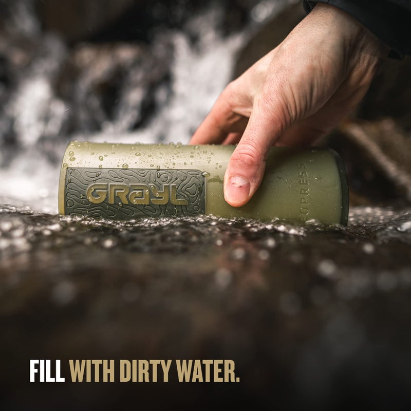GRAYL GeoPress 24 oz Water Purifier Bottle - Filter for Hiking, Camping, Survival, Travel (Olive Drab) - Image 4