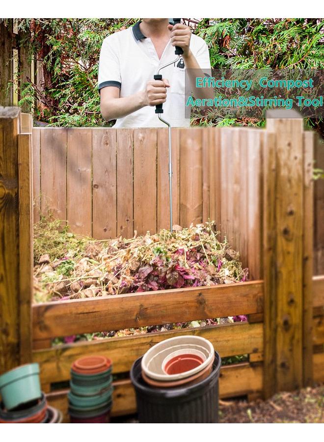 Bluejw EJWOX Compost Aerator Tool - Manual Compost Turner and Mixing Tool for Outdoor Compost Tumbler Bins,Stainless Steel Rotating Compost Turning Tool - Image 5