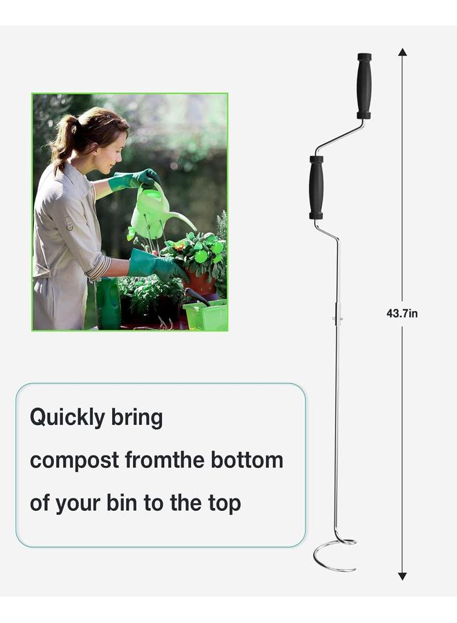 Bluejw EJWOX Compost Aerator Tool - Manual Compost Turner and Mixing Tool for Outdoor Compost Tumbler Bins,Stainless Steel Rotating Compost Turning Tool - Image 3