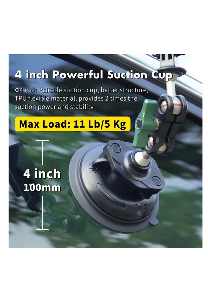 Y&D S1 Powerful Car Suction Cup Mount Holder, for Gopro Hero 11/10/9/8 Black DJI OSMO Action 3, 2 Camera Insta360 ONE RS, R, X3, X2 Accessories Aluminum Alloy Metal Cell Phone Holder  - Image 2