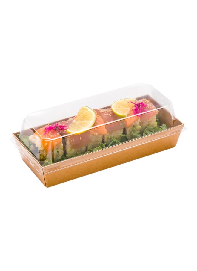 Restaurantware - LIDS ONLY: Matsuri Vision 11.8 x 3.4 x 1.6 Inch Lids For Large Tetra Containers, 100 Airtight Lids - Containers Sold Separately, Raised Design, Clear Plastic Lids, For Sushi Boxes - Image 1