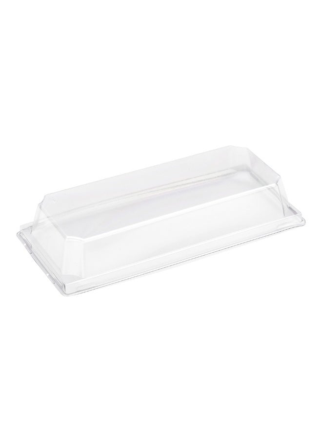 Restaurantware - LIDS ONLY: Matsuri Vision 11.8 x 3.4 x 1.6 Inch Lids For Large Tetra Containers, 100 Airtight Lids - Containers Sold Separately, Raised Design, Clear Plastic Lids, For Sushi Boxes - Image 1