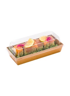 Restaurantware Restaurantware-LIDS ONLY: Matsuri Vision 11.8 x 3.4 x 1.6 Inch Lids For Large Tetra Containers, 100 Airtight Lids - Containers Sold Separately, Raised Design, Clear Plastic Lids, For Sushi Boxes  - Image 5