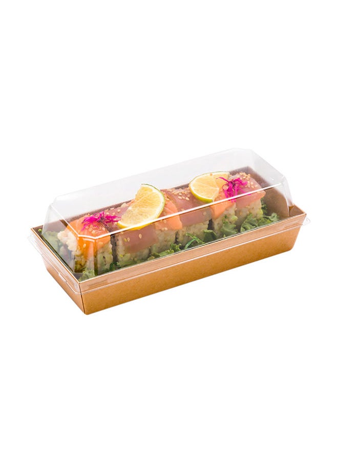 Restaurantware - LIDS ONLY: Matsuri Vision 11.8 x 3.4 x 1.6 Inch Lids For Large Tetra Containers, 100 Airtight Lids - Containers Sold Separately, Raised Design, Clear Plastic Lids, For Sushi Boxes - Image 1