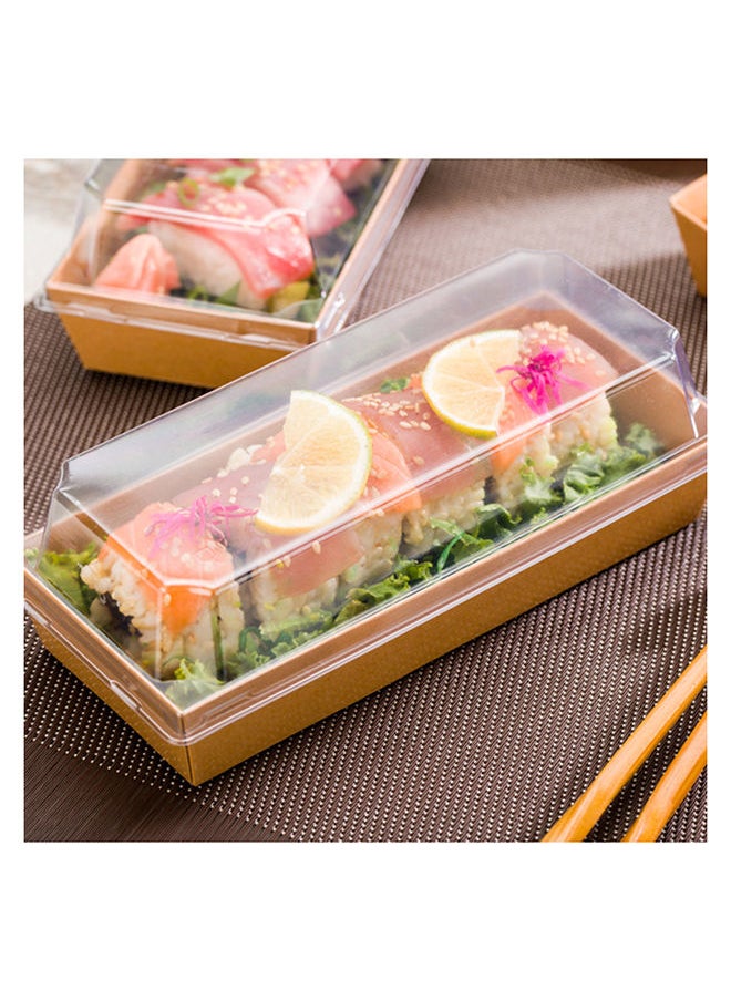 Restaurantware - LIDS ONLY: Matsuri Vision 11.8 x 3.4 x 1.6 Inch Lids For Large Tetra Containers, 100 Airtight Lids - Containers Sold Separately, Raised Design, Clear Plastic Lids, For Sushi Boxes - Image 1