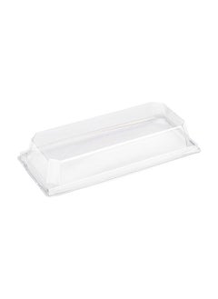 Restaurantware Restaurantware-LIDS ONLY: Matsuri Vision 11.8 x 3.4 x 1.6 Inch Lids For Large Tetra Containers, 100 Airtight Lids - Containers Sold Separately, Raised Design, Clear Plastic Lids, For Sushi Boxes  - Image 4