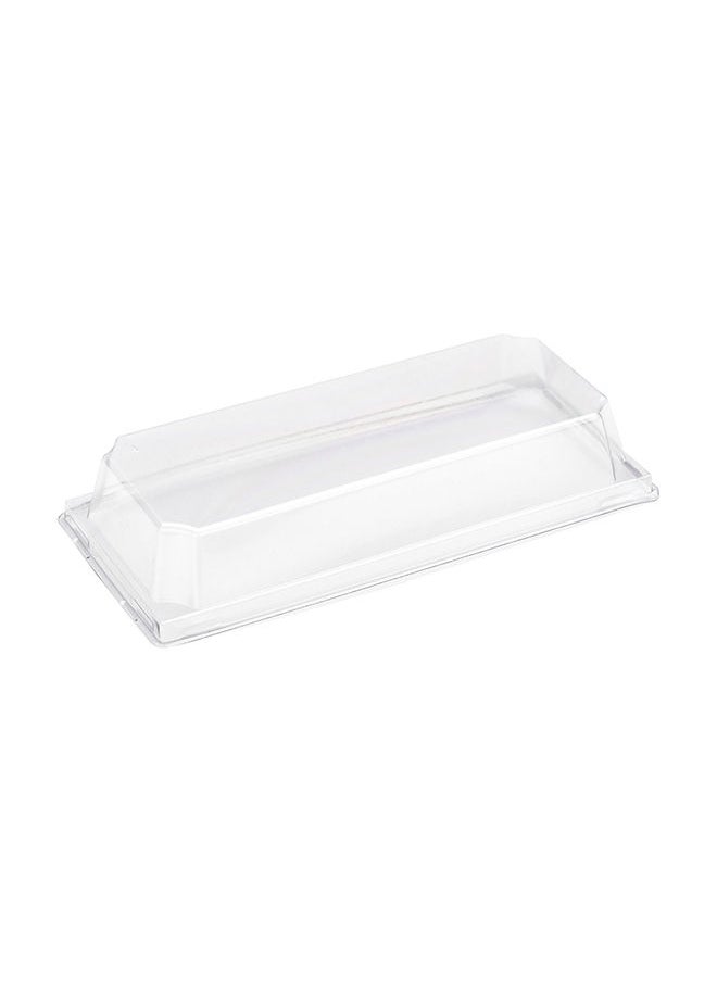 Restaurantware - LIDS ONLY: Matsuri Vision 11.8 x 3.4 x 1.6 Inch Lids For Large Tetra Containers, 100 Airtight Lids - Containers Sold Separately, Raised Design, Clear Plastic Lids, For Sushi Boxes - Image 1