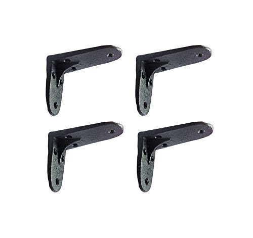 NACH Decorative Shelf Brackets, 2 Pack of 2.8 x 1.8 x 3.5 inch, Black Cast Iron Shelving Brackets - Metal Shelf Supports- Decorative L Brackets - Image 1