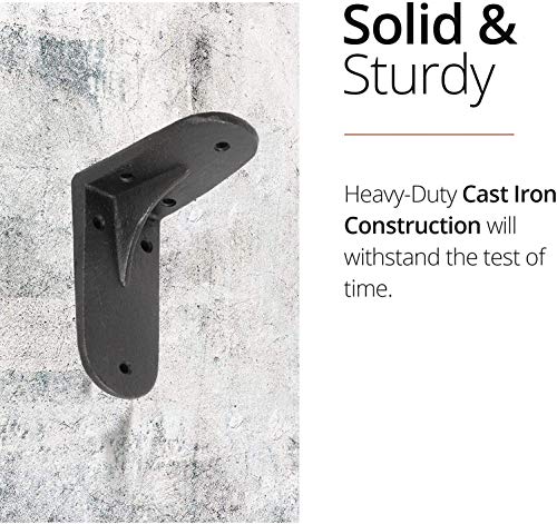 NACH Decorative Shelf Brackets, 2 Pack of 2.8 x 1.8 x 3.5 inch, Black Cast Iron Shelving Brackets - Metal Shelf Supports- Decorative L Brackets - Image 5