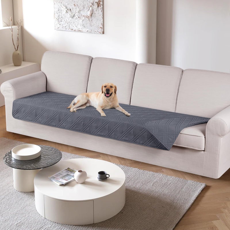 TAOCOCO 100 Waterproof Couch Cushion Cover Reversible Sofa Seat Cover for Dogs Pets Chaise Couch Cover for Sectional Sofa U Shape Couch Furniture Protector Sofa SlipcoverOversized Sofa Dark Grey