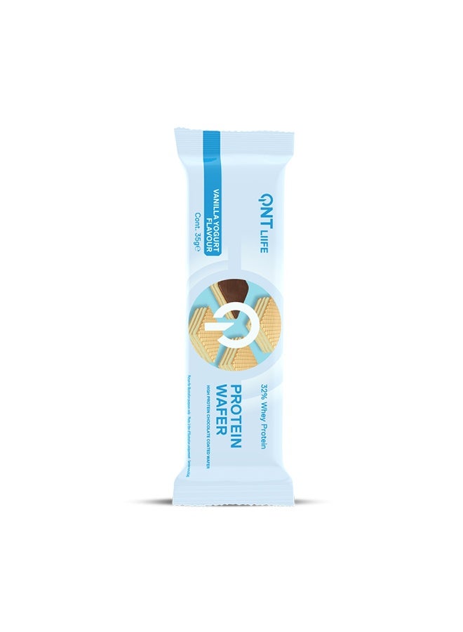 QNT PROTEIN WAFER | 12 x 35g | 32% Pure Whey Protein | Vanilla Yoghurt, Low Sugar Snack - Image 3
