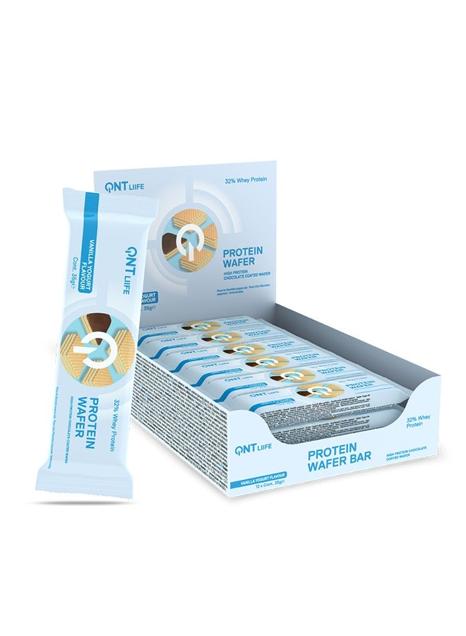 QNT PROTEIN WAFER | 12 x 35g | 32% Pure Whey Protein | Vanilla Yoghurt, Low Sugar Snack - Image 2
