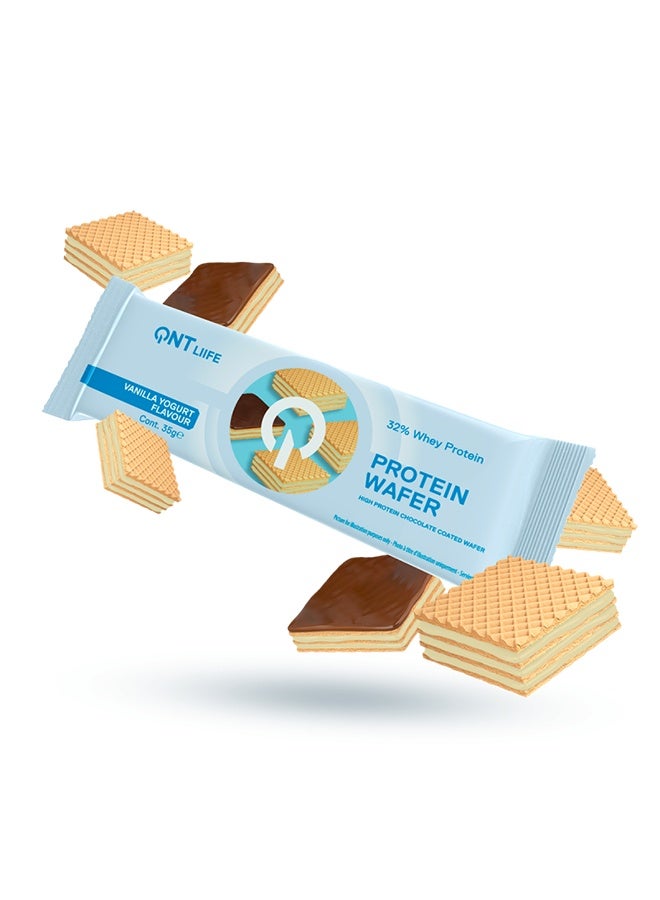 QNT PROTEIN WAFER | 12 x 35g | 32% Pure Whey Protein | Vanilla Yoghurt, Low Sugar Snack - Image 1