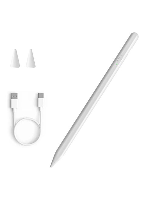 Stylus Pen for Touch Screens – Fine Tip with Magnetic Attachment – Compatible with iPad, iPhone, Samsung, Android Tablets – White