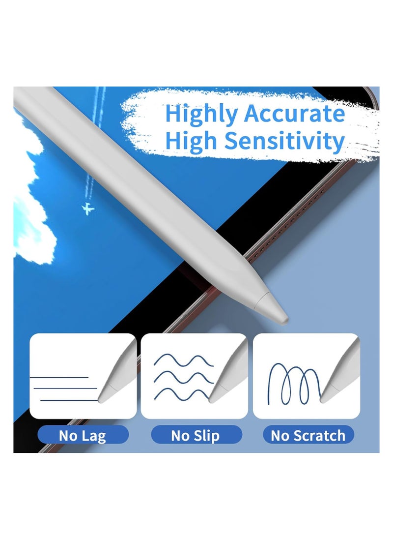 Stylus Pen for Touch Screens – Fine Tip with Magnetic Attachment – Compatible with iPad, iPhone, Samsung, Android Tablets – White