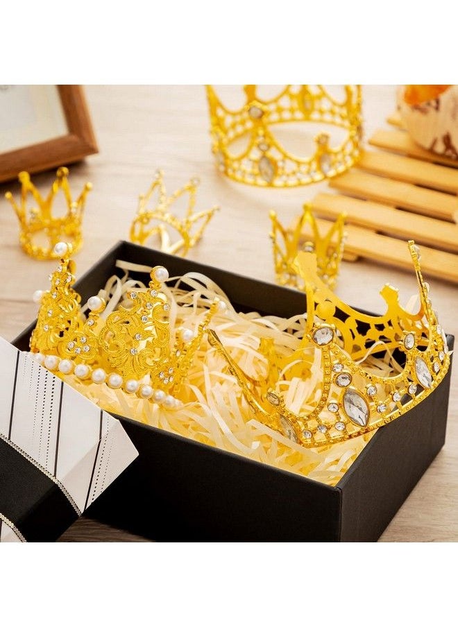 FFNIU - Gold Crown Cake Topper 8Pcs Gold Mini Crowns For Flower Arrangements And Crafts Small Tiara Cake Topper For Wedding And Birthday Party Cake - Image 1