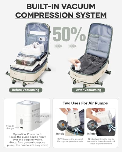 coofay Vacuum Backpack Travel with Pump Vacpack Travel Backpack with Vacuum System Compression Backpacks - Image 3