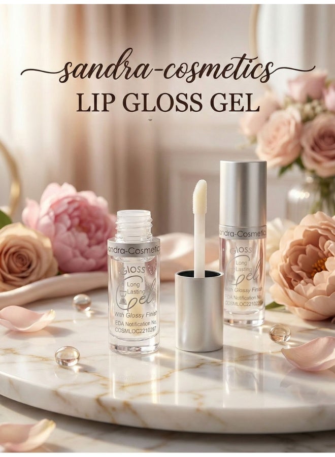 Sandra Cosmetics Crystal Clear Lip Gloss Gel Ultra High Shine Plumping Formula Long Lasting Moisturizing Transparent Lip Gloss for Fuller Lips Non-Sticky Lightweight Hydrating Lip Treatment Volumizing Glossy Finish Makeup Perfect for Bare Lips or Over Lipstick Professional Smooth Application Glass Skin Effect 10ml - Image 5