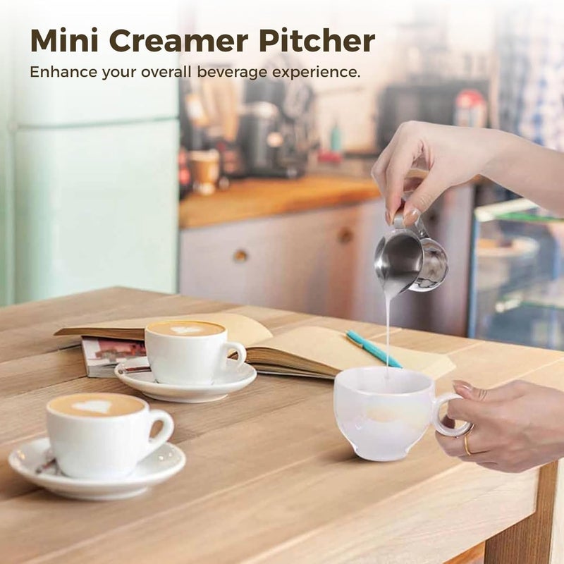 12 Pcs Creamer Pitchers for Coffee, Cream, Milk Serving, Metal Creamer Dispenser Cups, 3 Oz Mini Stainless Steel Bells, Creamer Cups with Wide Mouth and Spout, Pouring Containers - Image 4