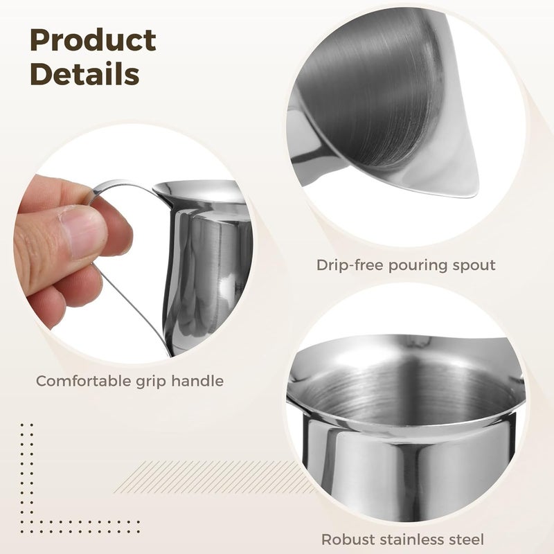 12 Pcs Creamer Pitchers for Coffee, Cream, Milk Serving, Metal Creamer Dispenser Cups, 3 Oz Mini Stainless Steel Bells, Creamer Cups with Wide Mouth and Spout, Pouring Containers - Image 2