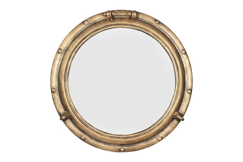 Creative CoOp Round Metal Porthole Wall Mirror Gold